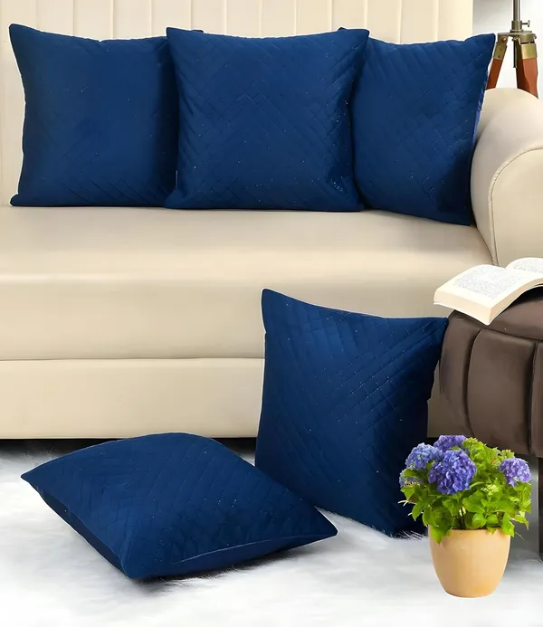 Set_Of_5_Blue_Quilted_Velvet_Cushion_Covers_|_For_Sofa_&_Couch