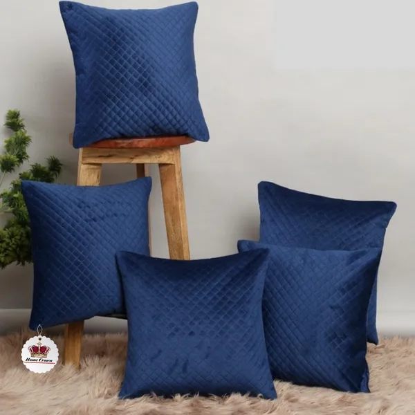 Set_Of_5_Blue_Quilted_Velvet_Cushion_Covers_|_For_Sofa_&_Couch