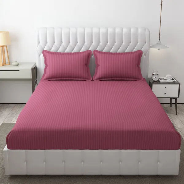 Onion_Pink_Glace_Cotton_Bed_Sheet_With_2_Pillow_Covers_|_Satin_Striped_King_Size
