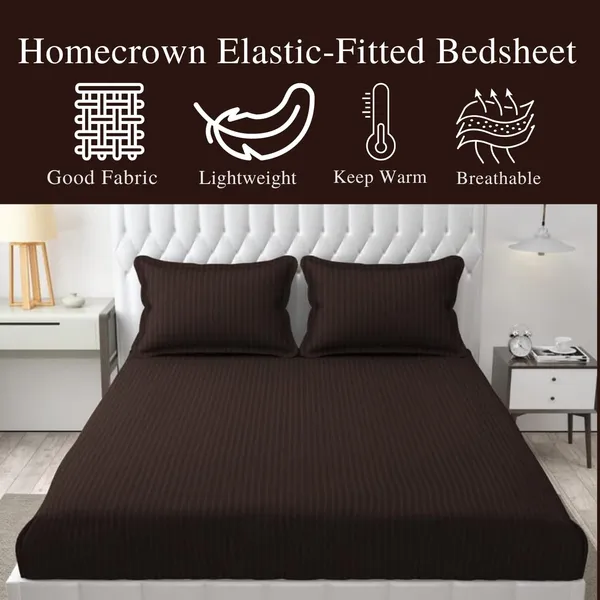 Muti_Striped_Cotton_Feel_Elastic_Fitted_Double_Bedsheet_With_2_Pillow_Covers_For_King_Size_Bed_Thick_Mattress_Perfect_Hotels