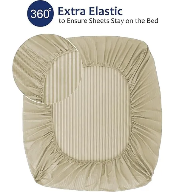 Beige_Striped_Cotton_Feel_Elastic_Fitted_Double_Bedsheet_With_2_Pillow_Covers_For_King_Size_Bed_Thick_Mattress_Perfect_Hotels