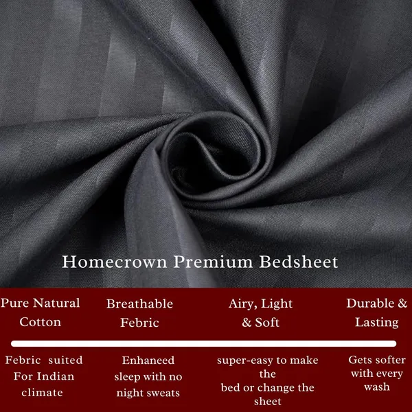Gray_Striped_Cotton_Feel_Elastic_Fitted_Double_Bedsheet_With_2_Pillow_Covers_For_King_Size_Bed_Thick_Mattress_Perfect_Hotels