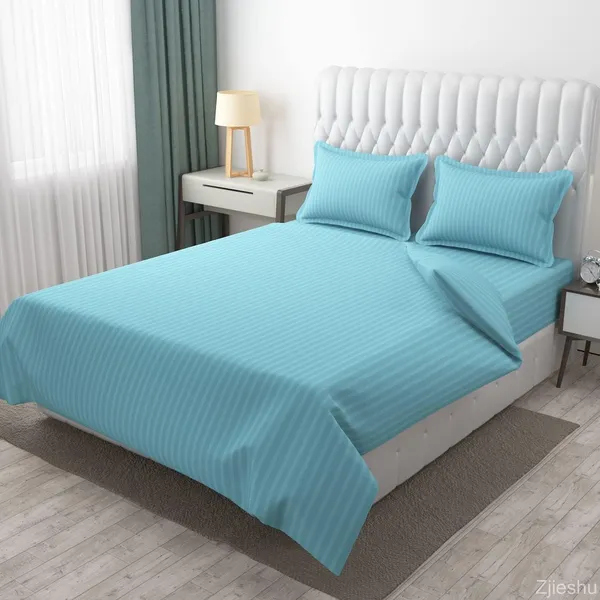 Sky__Glace_Cotton_Satin_Striped_Bed_Sheet_With_2_Pillow_Covers_Bedding_Set_For_Double_Bed_King_Size_Hotels_And_Guest_Rooms