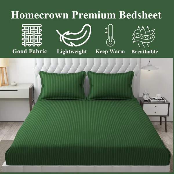 Green_Microfiber_Soft_Cotton_King_Size_Double_Bedsheet_Set_With_2_Pillow_Covers__Satin_Striped_Ideal_Hotels_And_Guest_Rooms