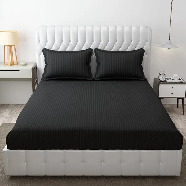 Grey_Glace_Cotton_Satin_Striped_Bed_Sheet_With_2_Pillow_Covers_Bedding_Set_For_Double_Bed_King_Size_Hotels_And_Guest_Rooms