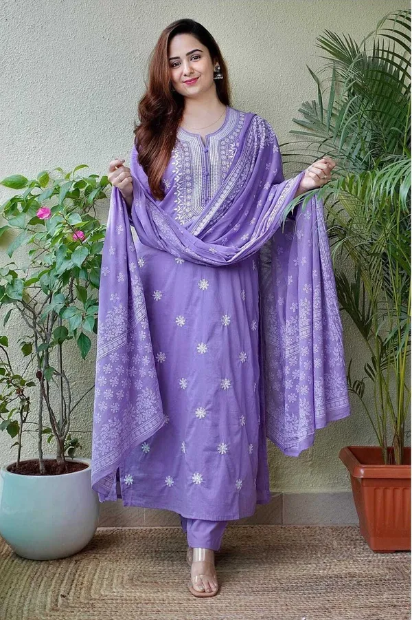 Purple_Cotton_Fabric_Printed_Work_Straight_Cut_Kurta_Pant_And_Dupatta_Set
