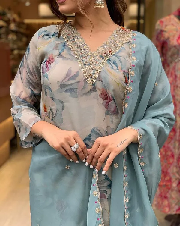 Blue_Fabric_Straight_Kurta_Pant_And_Dupatta_Set