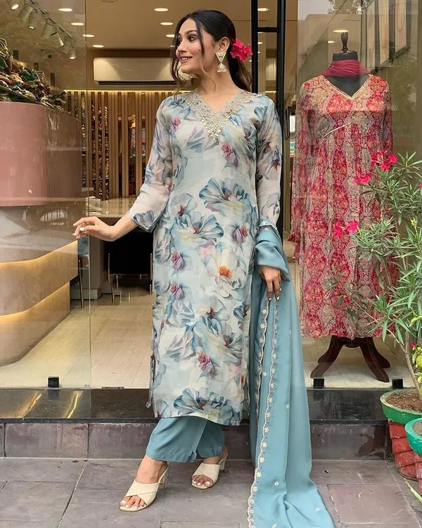 Blue_Fabric_Straight_Kurta_Pant_And_Dupatta_Set