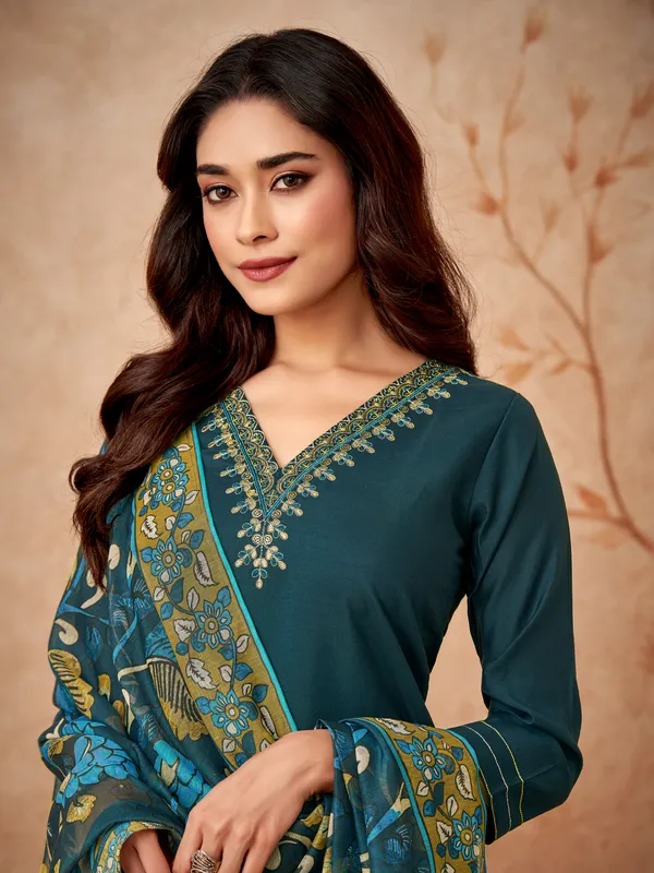 Blue_Cotton_Silk_Fabric_Straight_Kurta_Pant_And_Dupatta_Set