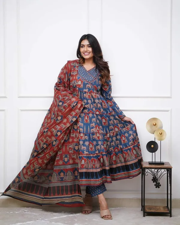 Blue_Cotton_Fabric_Printed_Work_Straight_Cut_Kurta_Pant_And_Dupatta_Set
