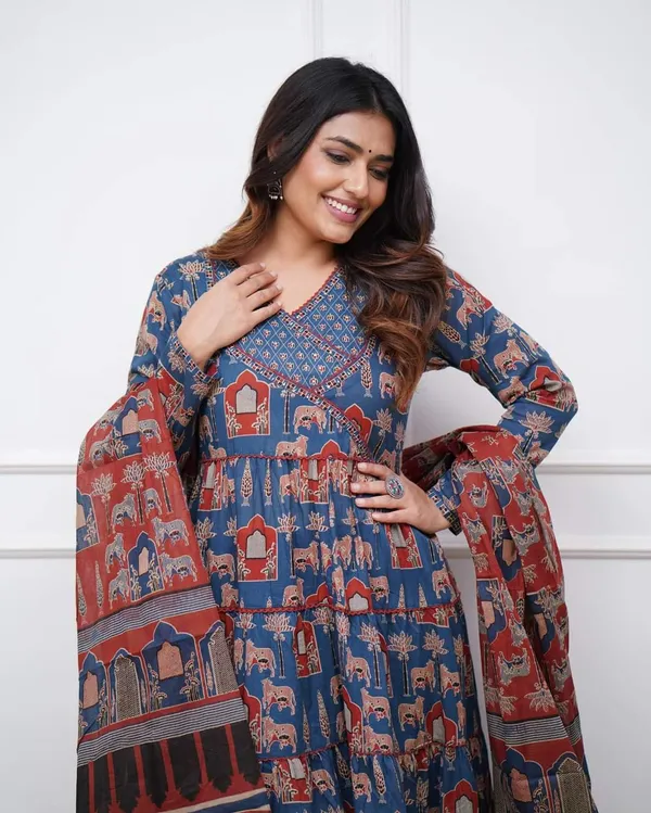 Blue_Cotton_Fabric_Printed_Work_Straight_Cut_Kurta_Pant_And_Dupatta_Set