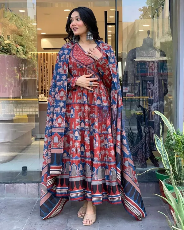 Red_Cotton_Fabric_Printed_Work_Straight_Cut_Kurta_Pant_And_Dupatta_Set