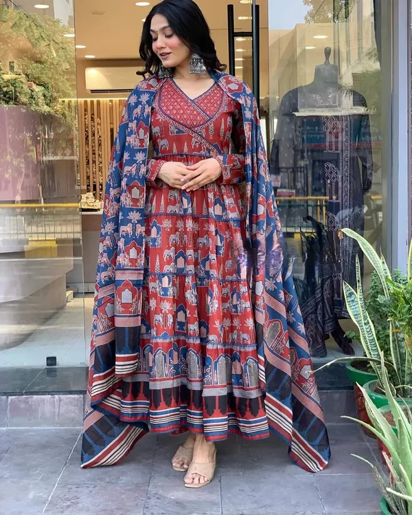 Red_Cotton_Fabric_Printed_Work_Straight_Cut_Kurta_Pant_And_Dupatta_Set
