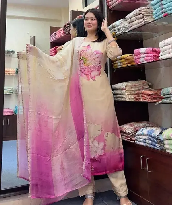 Cream_Silk_Blend_Fabric_Embroide_Work_Straight_Cut_Kurta_Pant_And_Dupatta_Set