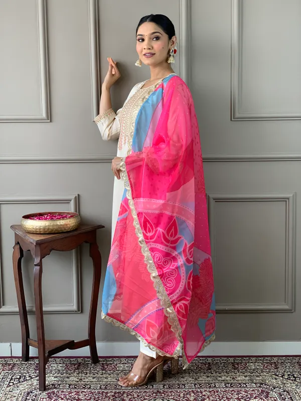 Cream_Chanderi_Viscose_Embroide_Straight_Kurta_With_Pant_And_Printed_Dupatta_Set