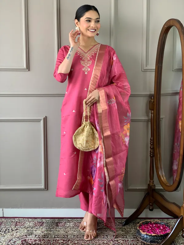 Pink_Chanderi_Viscose_Embroide_Straight_Kurta_With_Pant_And_Printed_Dupatta_Set
