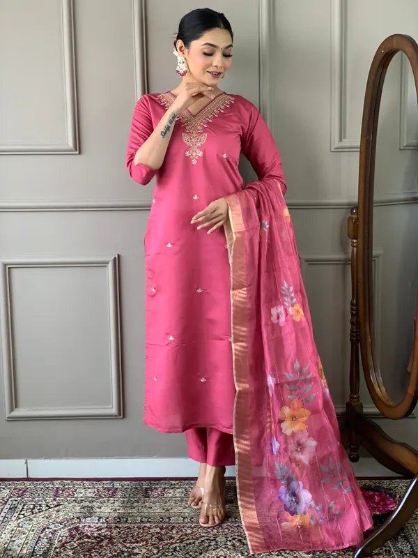 Pink_Chanderi_Viscose_Embroide_Straight_Kurta_With_Pant_And_Printed_Dupatta_Set