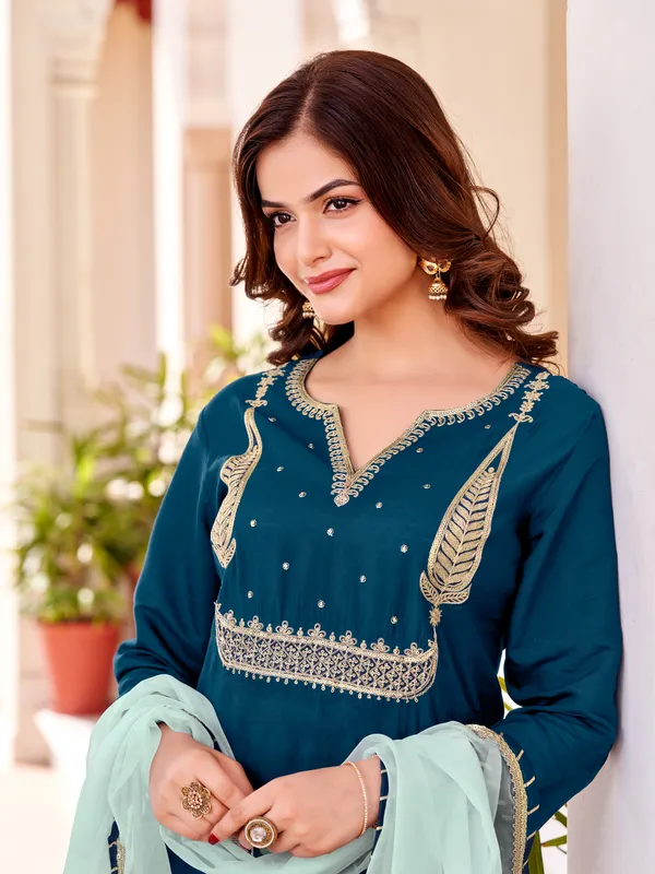 Blue_Beautiful_Silk_Embroide_Kurta_Pant_Dupatta_Set