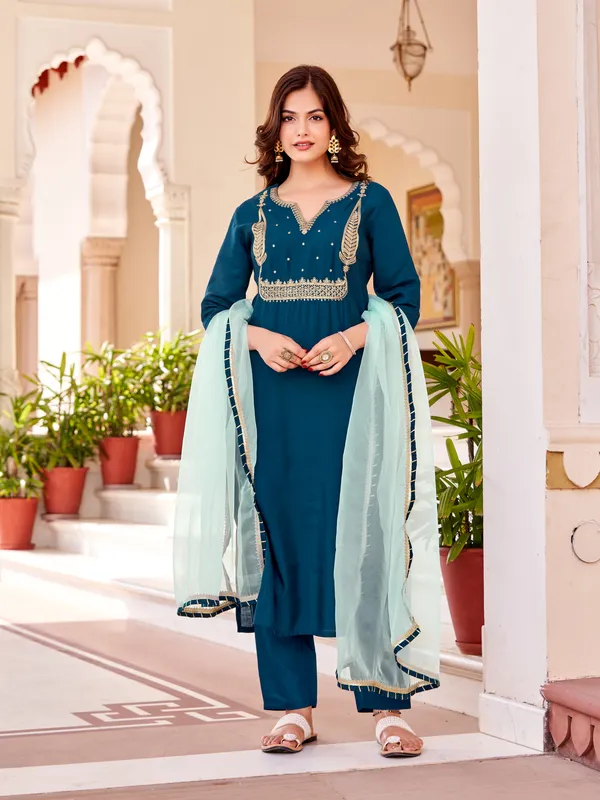 Blue_Beautiful_Silk_Embroide_Kurta_Pant_Dupatta_Set
