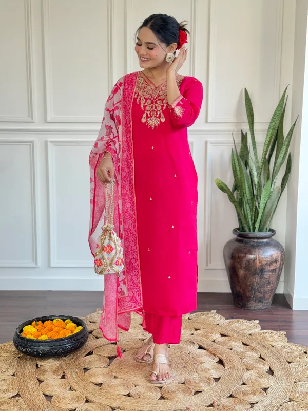 Pink_Chanderi_Fabric_Work_Straight_Cut_Kurta_Pant_And_Dupatta_Set