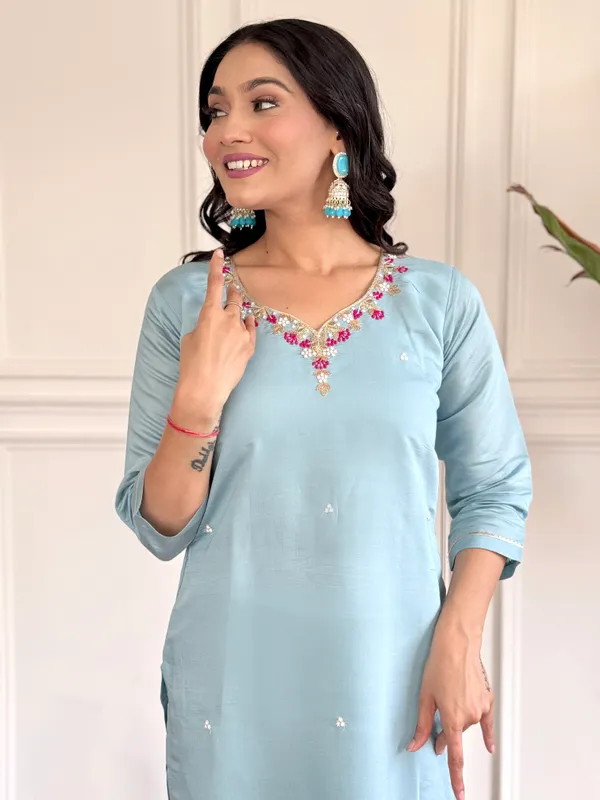 Blue_Chanderi_Viscose_Embroide_Straight_Kurta_With_Pant_And_Dupatta_Set