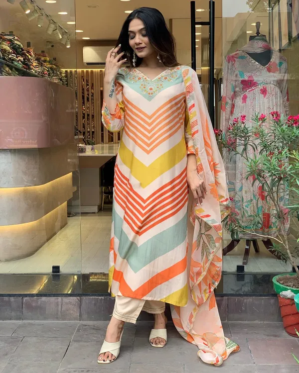 Orange_Printed_Viscose_Fabric_Straight_Kurta_Pant_And_Dupatta_Set