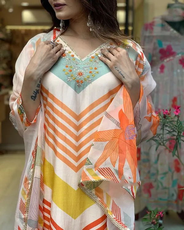 Orange_Printed_Viscose_Fabric_Straight_Kurta_Pant_And_Dupatta_Set