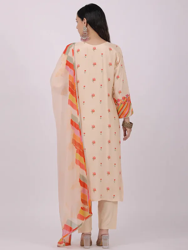 Orange_Chanderi_Cotton_Embroide_Kurta_Pant_Dupatta_Set