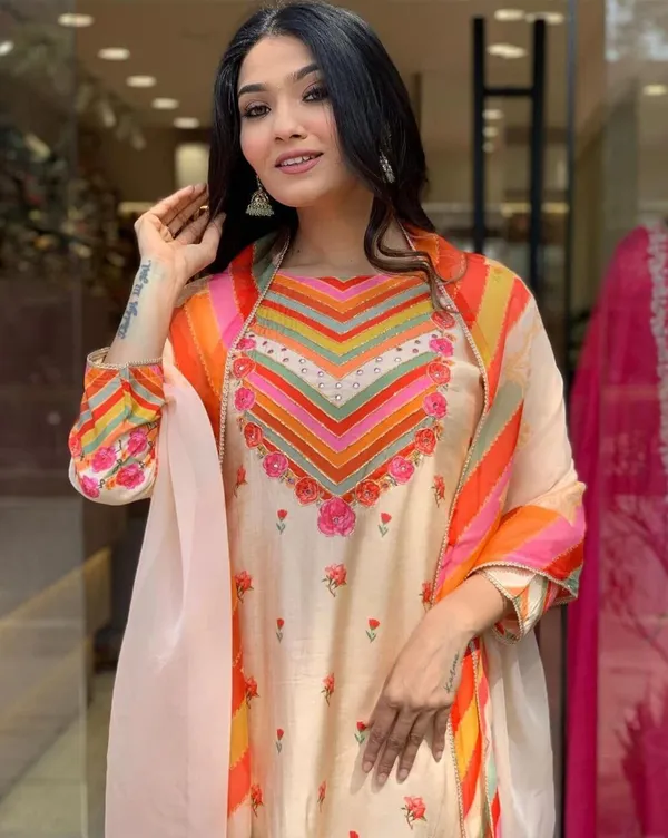 Orange_Chanderi_Cotton_Embroide_Kurta_Pant_Dupatta_Set