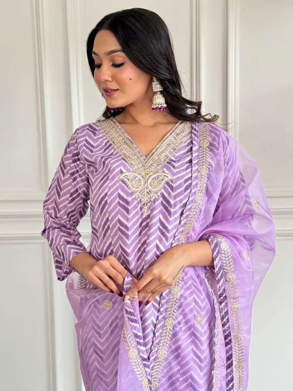 Purple_Silk_Printed_Kurta_Pant_Set_For_Women