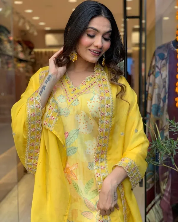 Yellow_Printed_Viscose_Fabric_Straight_Kurta_Pant_And_Dupatta_Set