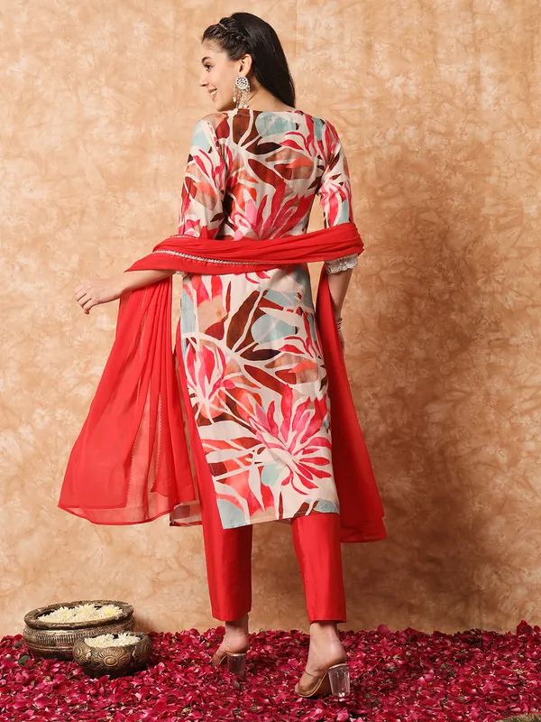 Red_Fabric_Printed_Work_Kurta_Pant_And_Dupatta_Set
