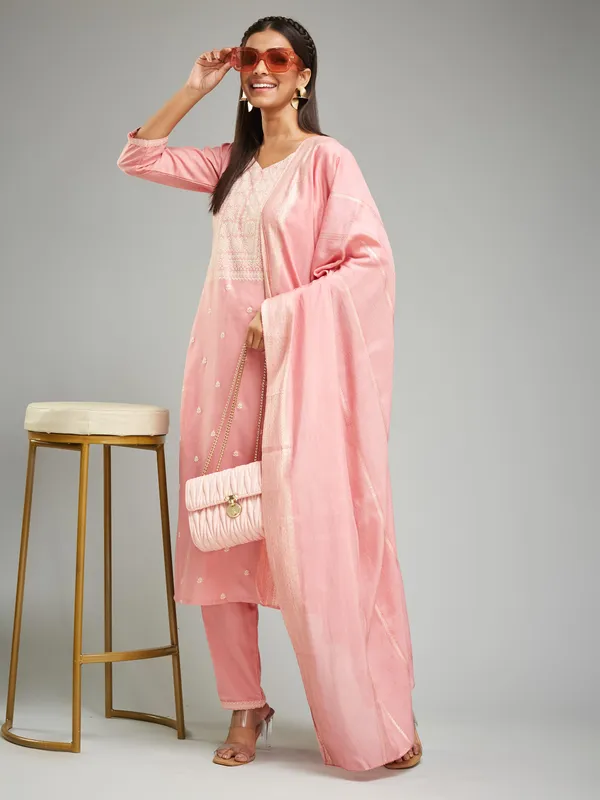 Pink_Fabric_Khari_Printed_Work_Kurta_Pant_And_Dupatta_Set