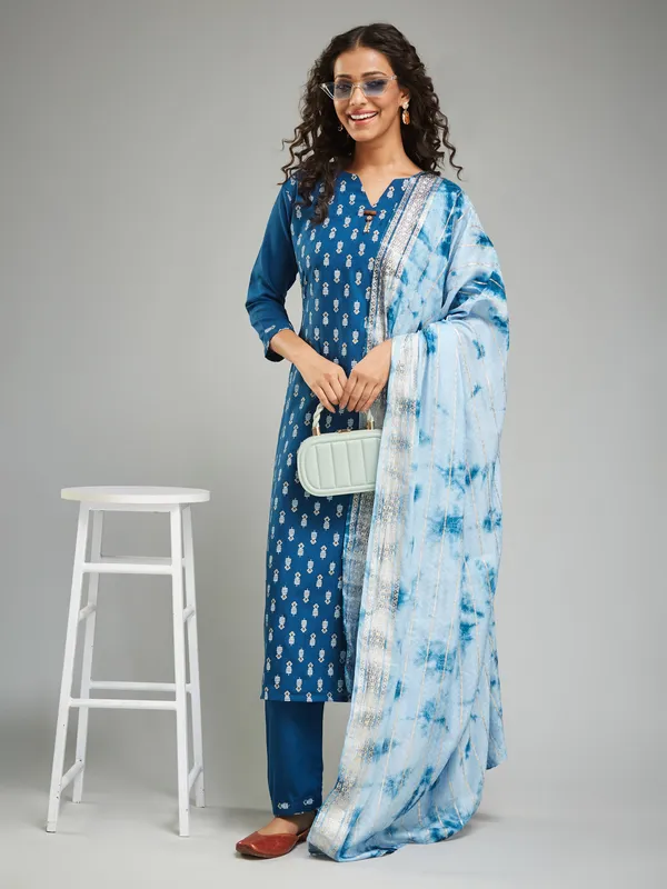 Blue_Fabric_Khari_Printed_Work_Kurta_Pant_And_Dupatta_Set