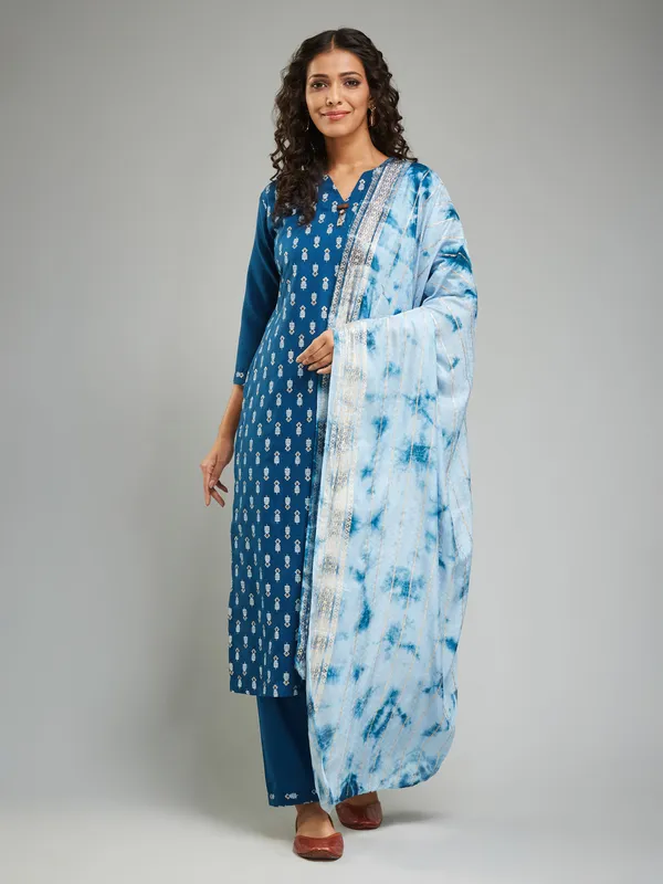 Blue_Fabric_Khari_Printed_Work_Kurta_Pant_And_Dupatta_Set