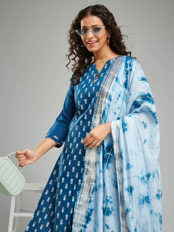Blue_Fabric_Khari_Printed_Work_Kurta_Pant_And_Dupatta_Set