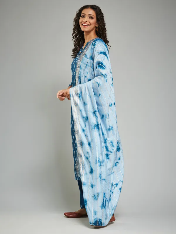Blue_Fabric_Khari_Printed_Work_Kurta_Pant_And_Dupatta_Set