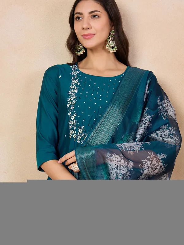 Blue_Printed_Viscose_Fabric_Straight_Kurta_Pant_And_Dupatta_Set