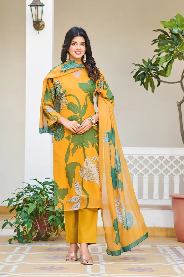 Yellow_Silk_Fabric_Work_Straight_Cut_Kurta_Pant_And_Dupatta_Set