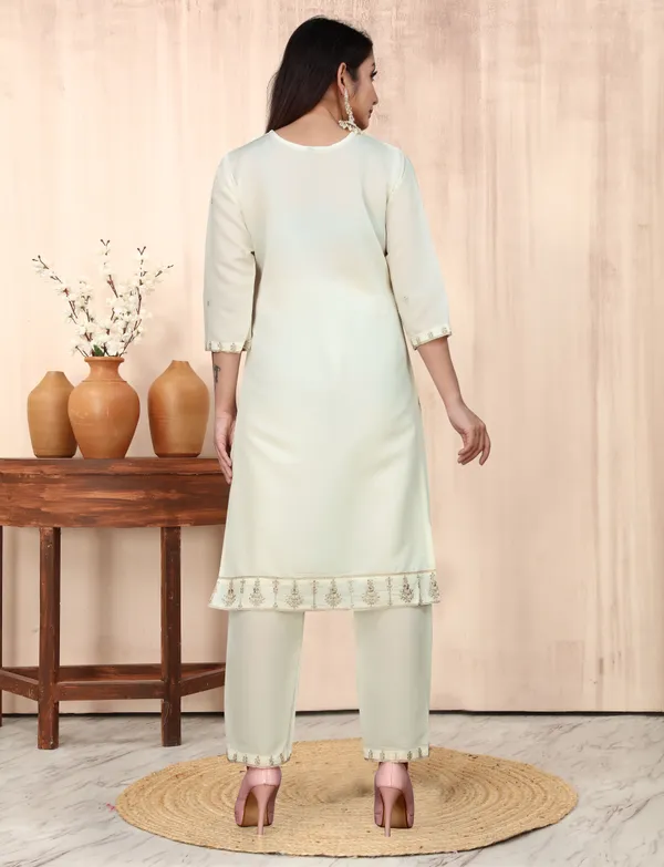 White_Silk_Blend_Fabric_Embroide_Work_Straight_Cut_Kurta_Pant_And_Dupatta_Set