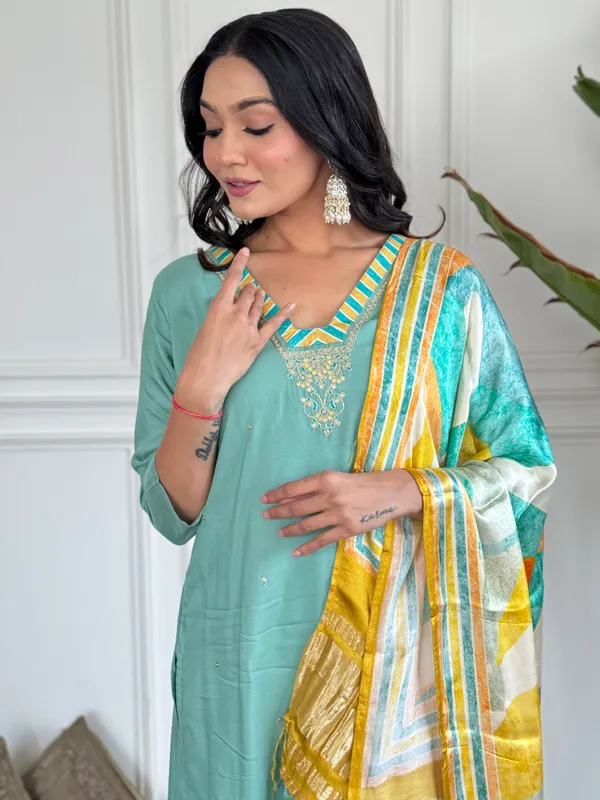 Green_Firoji_Embroide_Viscose_Blend_Fabric_Straight_Kurta_Pant_And_Dupatta_Set