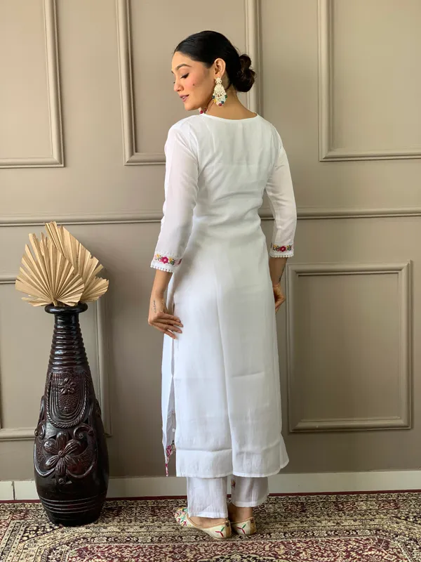 White_Woven_Embroidery_Chanderi_Straight_Kurta_Pant_And_Dupatta_Set_For_Women