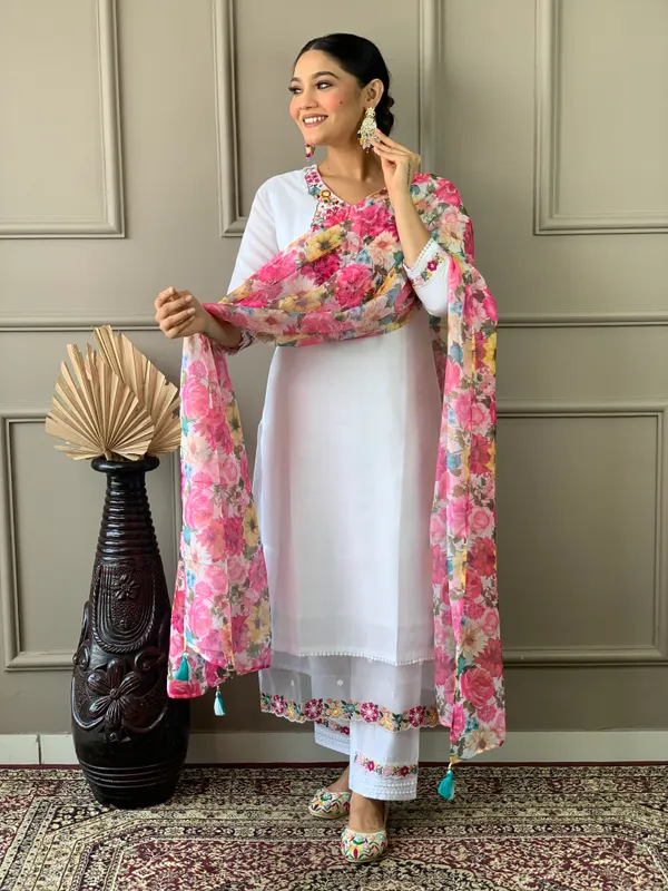 White_Woven_Embroidery_Chanderi_Straight_Kurta_Pant_And_Dupatta_Set_For_Women