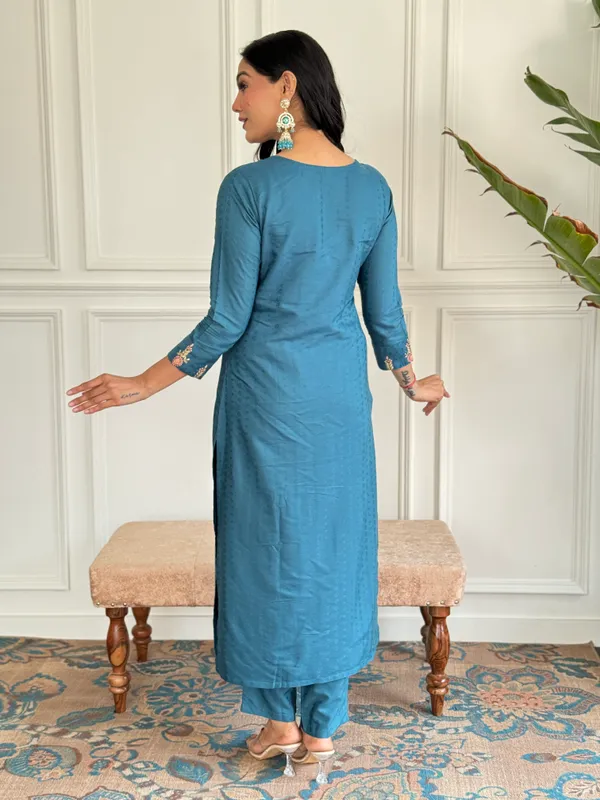 Blue_Embroide_Viscose_Blend_Fabric_Straight_Kurta_Pant_And_Dupatta_Set