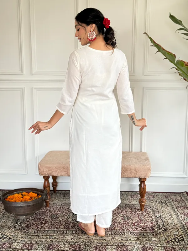 White_Embroide_Viscose_Blend_Fabric_Straight_Kurta_Pant_And_Dupatta_Set