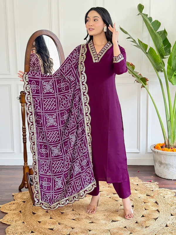 Maroon_Viscose_Silk_Fabric_Work_Straight_Cut_Kurta_Pant_And_Dupatta_Set