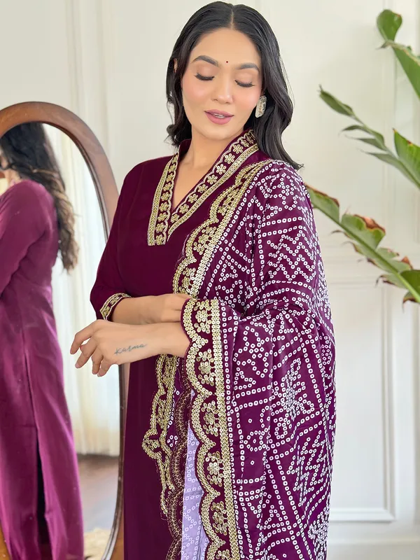 Maroon_Viscose_Silk_Fabric_Work_Straight_Cut_Kurta_Pant_And_Dupatta_Set