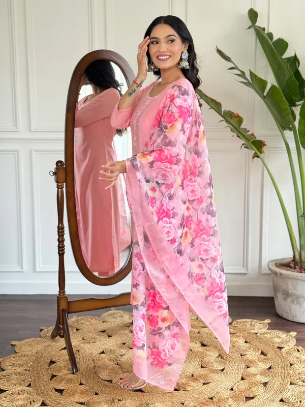 Pink_Slub_Fabric_Straight_Kurta_Pant_And_Dupatta_Set