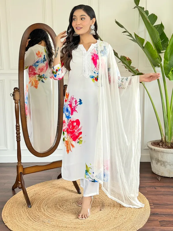 White_Floral_French_Crepe_Fabric_Straight_Kurta_Pant_And_Dupatta_Set