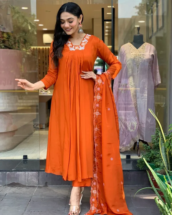 Orange_Silk_Chiffon_Fabric_Work_Straight_Cut_Kurta_Pant_And_Dupatta_Set